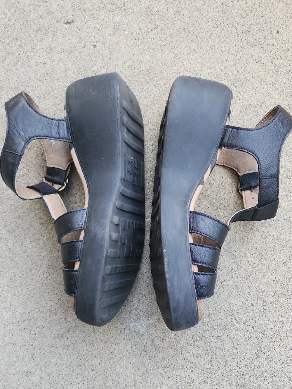 Fly London Black Leather Wedge Sandals with Buckle - Picture 5 of 9